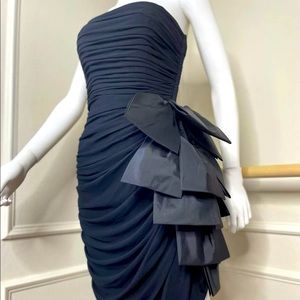 C. Randle Brooks vintage designer Black Strapless Ruffle 80s Party Prom Dress S